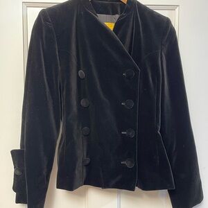 Ines de la Fressange Couture 100%Cotton Black Velvet Jacket Sz 36 Made In France